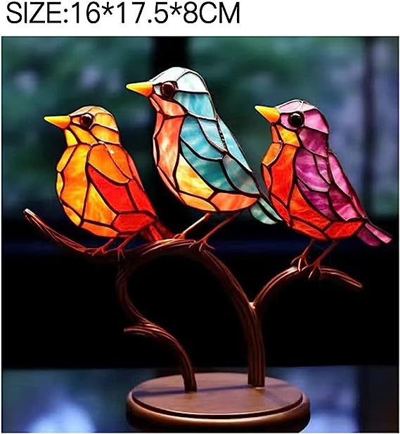 💥Buy 3 Get 30 OFF🌈Stained Glass Birds on Desktop Ornaments 🕊️