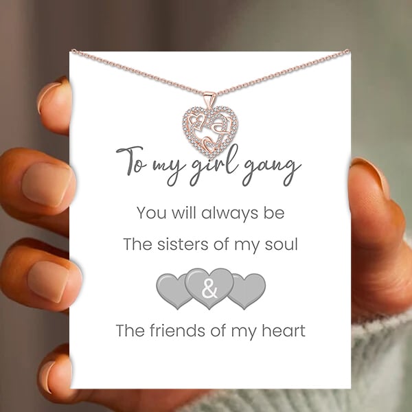 Interlocking Hearts Necklace -👩‍❤️‍👩''Sisters of my soul & Friends o