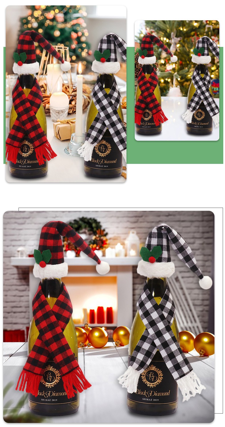 Red Wine Bottle Stopper Kitchen Christmas Decor Set