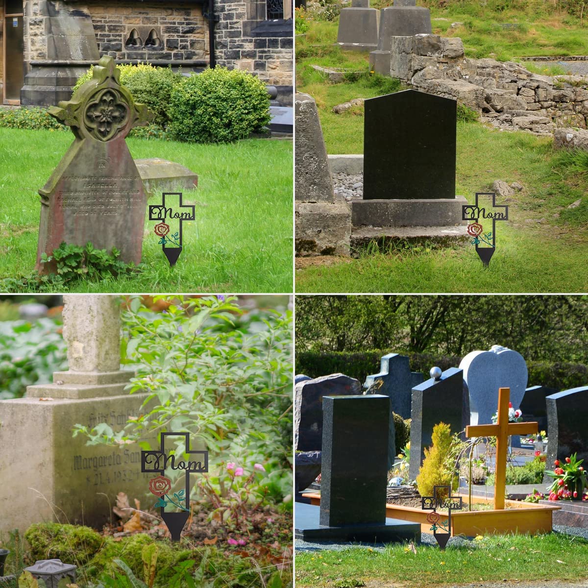 💐Metal Memorial Cross Garden Stake Graveyard Decoration 