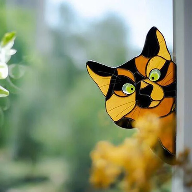 Handmade Stain Cat Suncatcher For Window