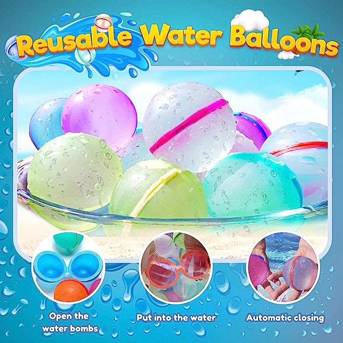 🌊【6 Pack】Reusable Water Balloons for Kids Adults Outdoor Activities
