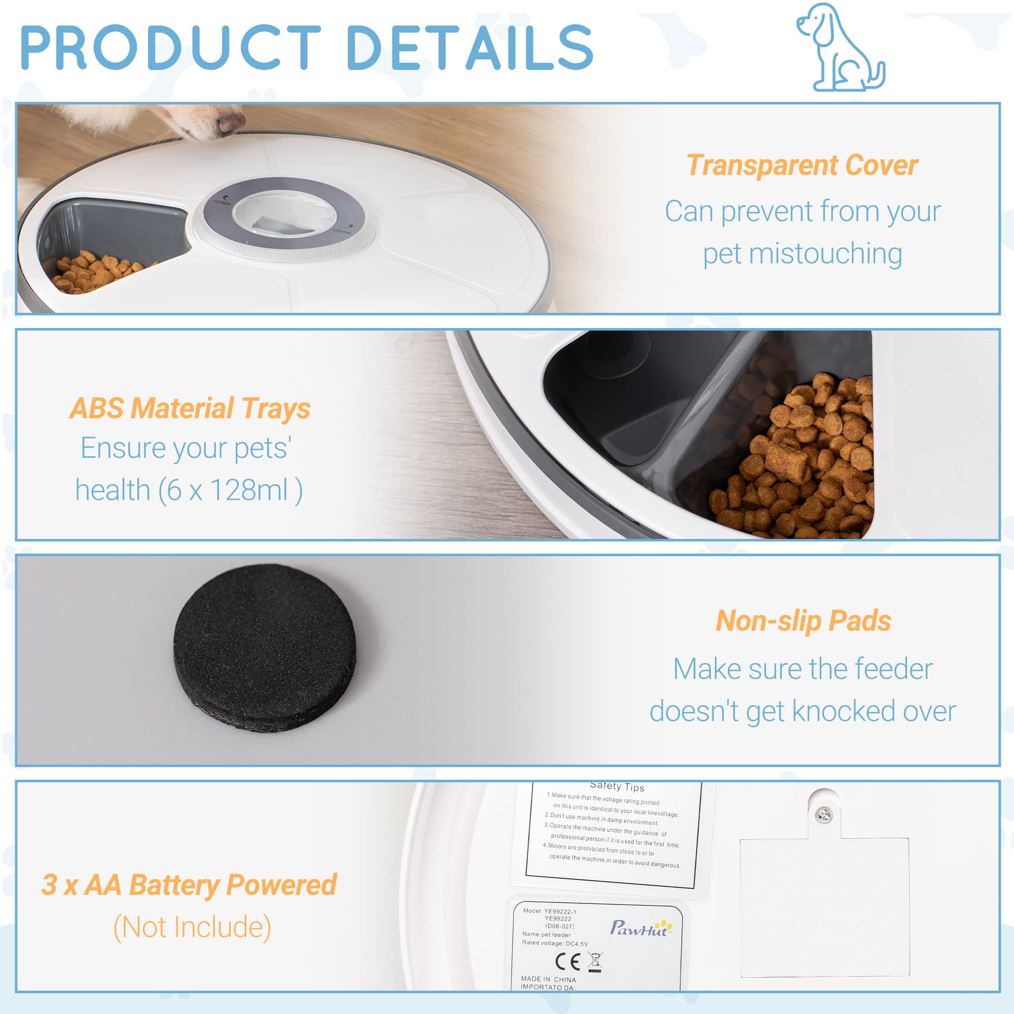 🎉Big Sale -40% OFF🎉Auto Pet Timing Feeder 6 Grids Dispenser with Mus