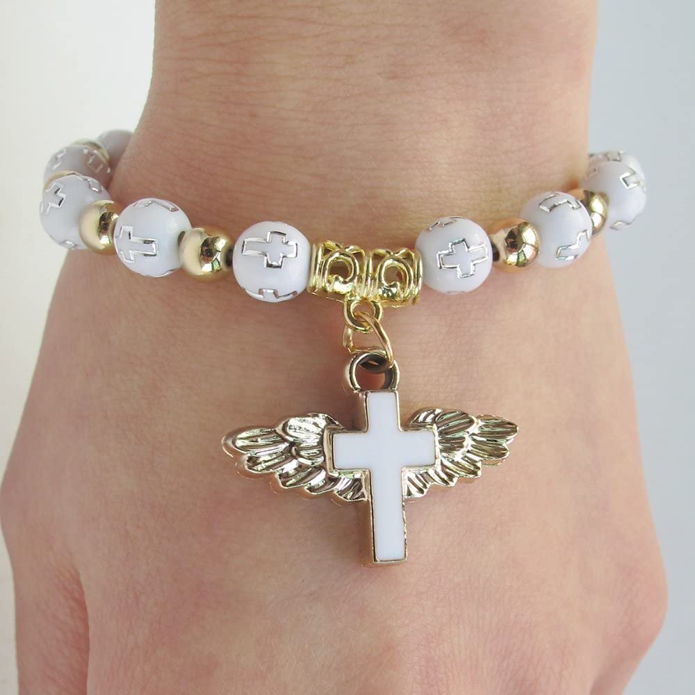 12 Pcs Angel Wing Cross Bracelet