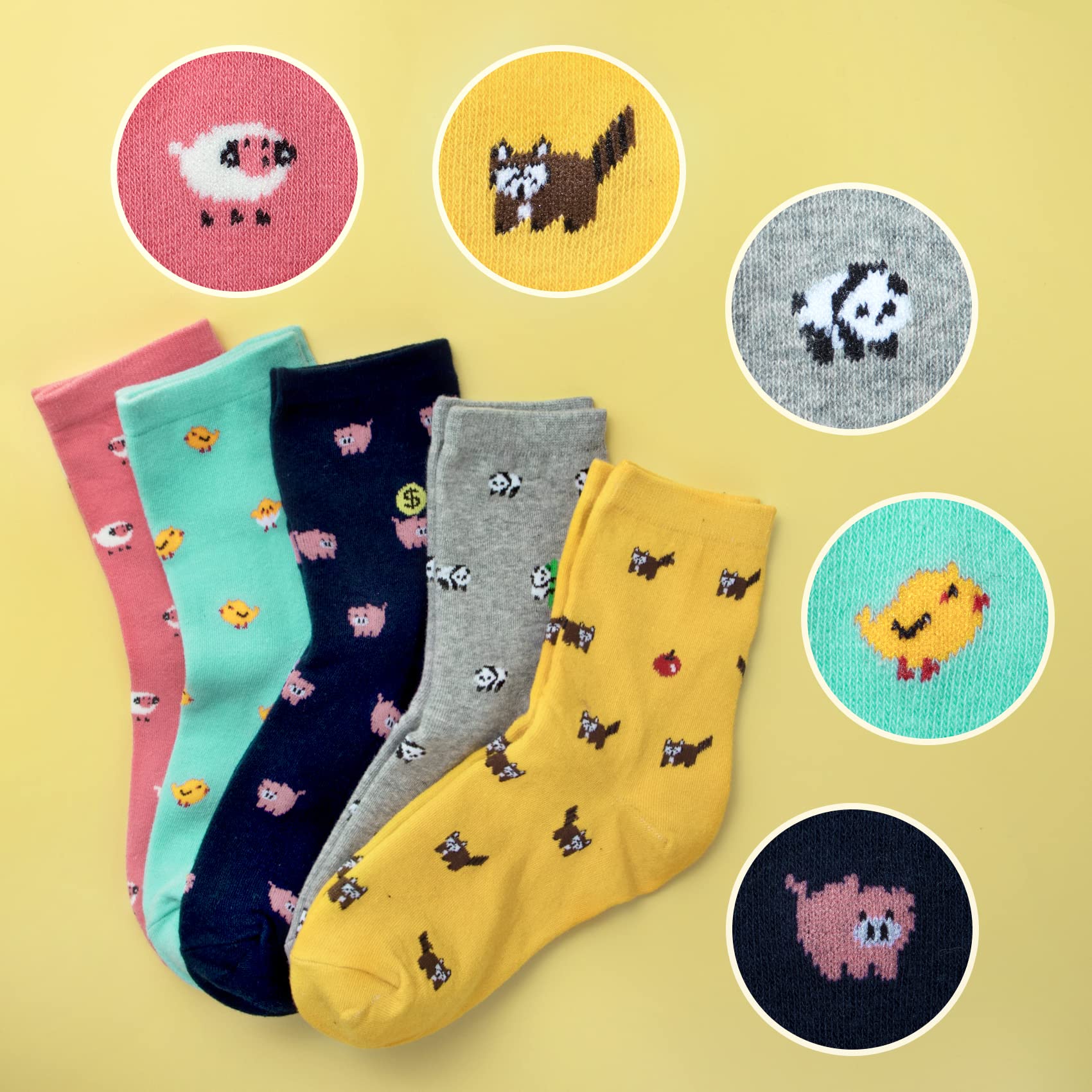 5 Pairs Womens Funny socks