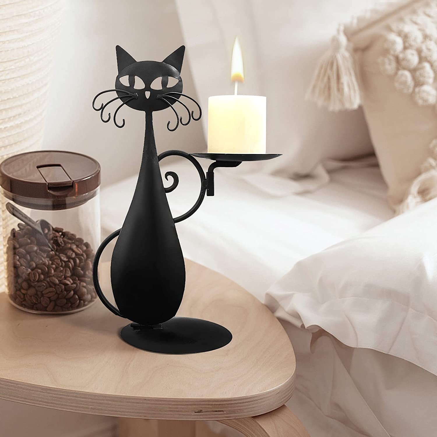 Vintage Black Cat Candlestick Ornament