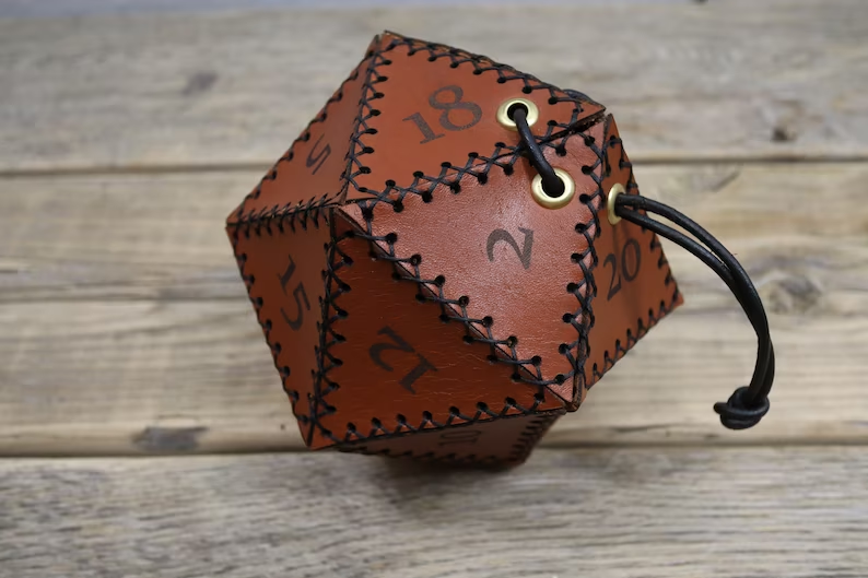 🎄Christmas Gifts - Leather D20 dice bag