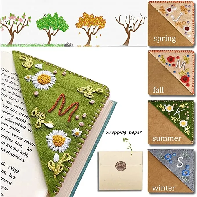 🔖Hand Embroidered Corner Bookmark📔