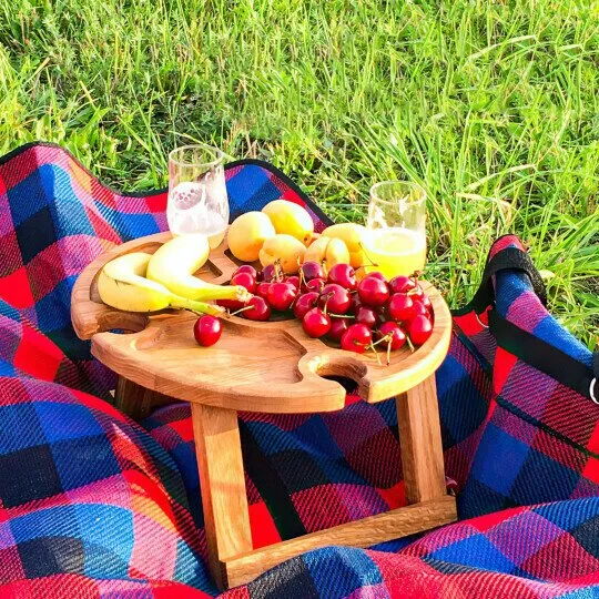 Wooden Outdoor Folding Picnic Table-With Glass Holder🥂