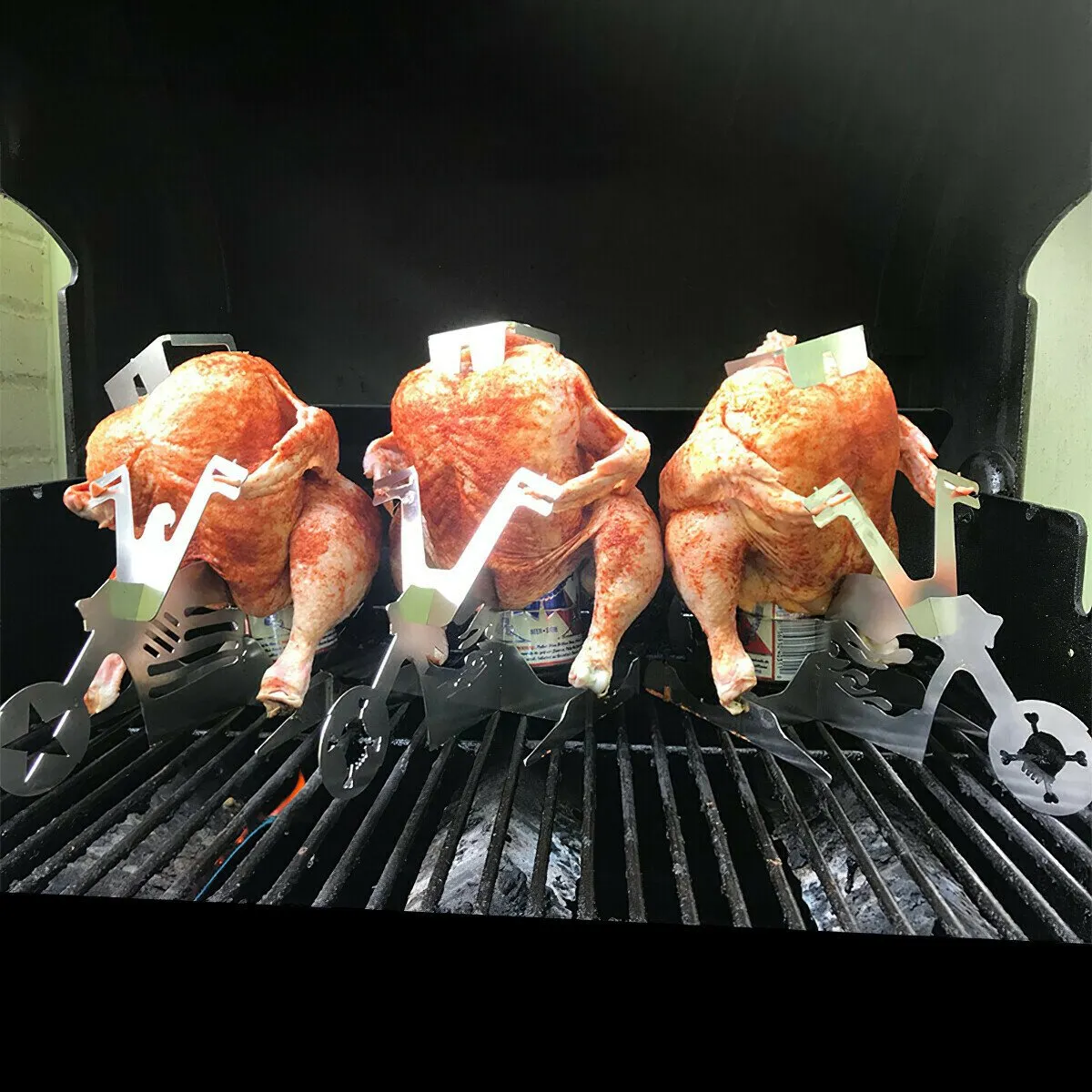 Portable Chicken Stand Beer- American Motorcycle BBQ
