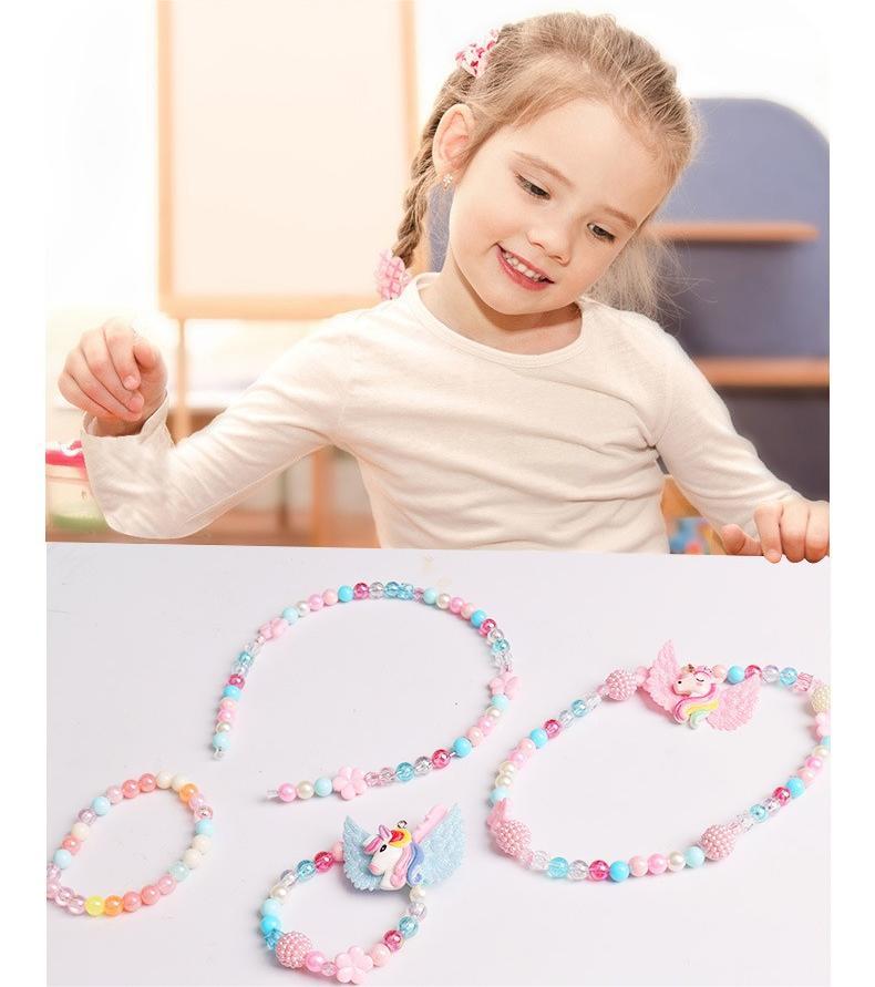 DIY Beads Set with 24 Different Types and Shapes Colorful Acrylic Beads in a Box for Children Necklace and Bracelet Crafts