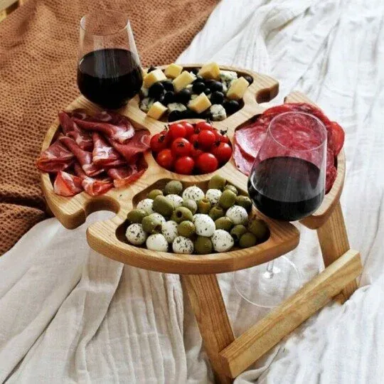 Wooden Outdoor Folding Picnic Table-With Glass Holder🥂