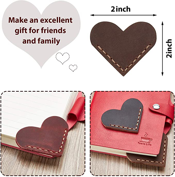 【Christmas Special 50% OFF】Vintage Leather Heart Bookmark Page Corner