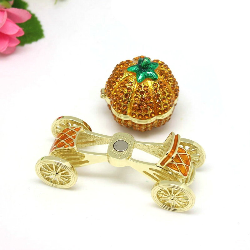 Pumpkin Carriage Rhinestones Jewelry Box