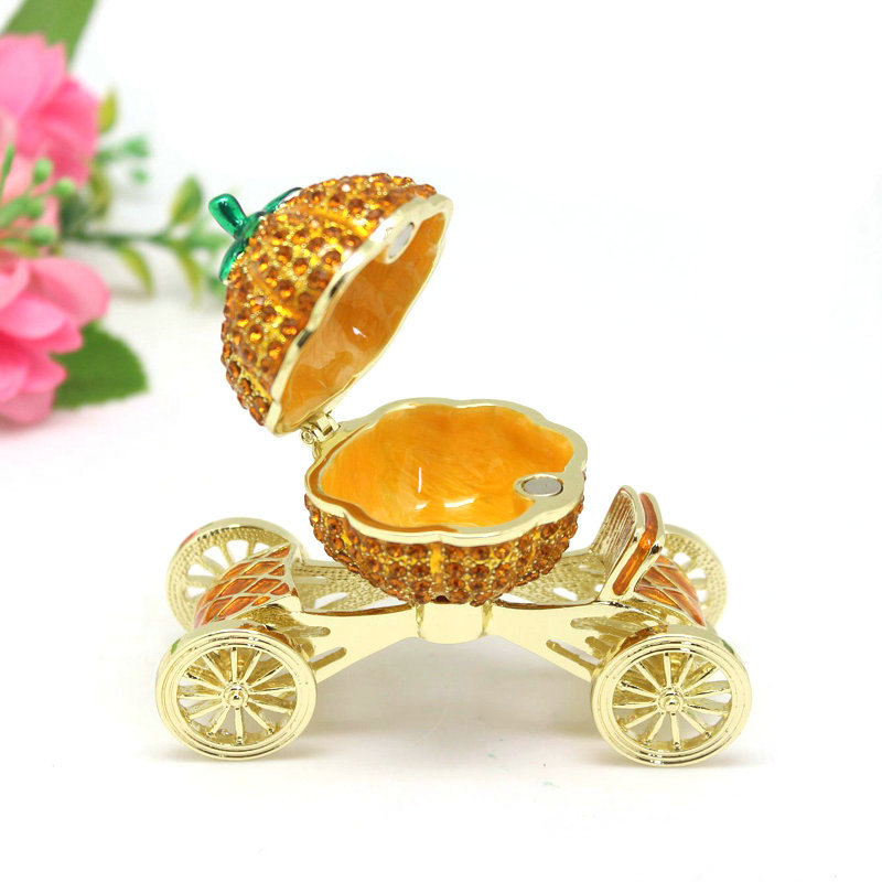 Pumpkin Carriage Rhinestones Jewelry Box