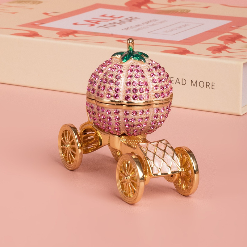 Pumpkin Carriage Rhinestones Jewelry Box