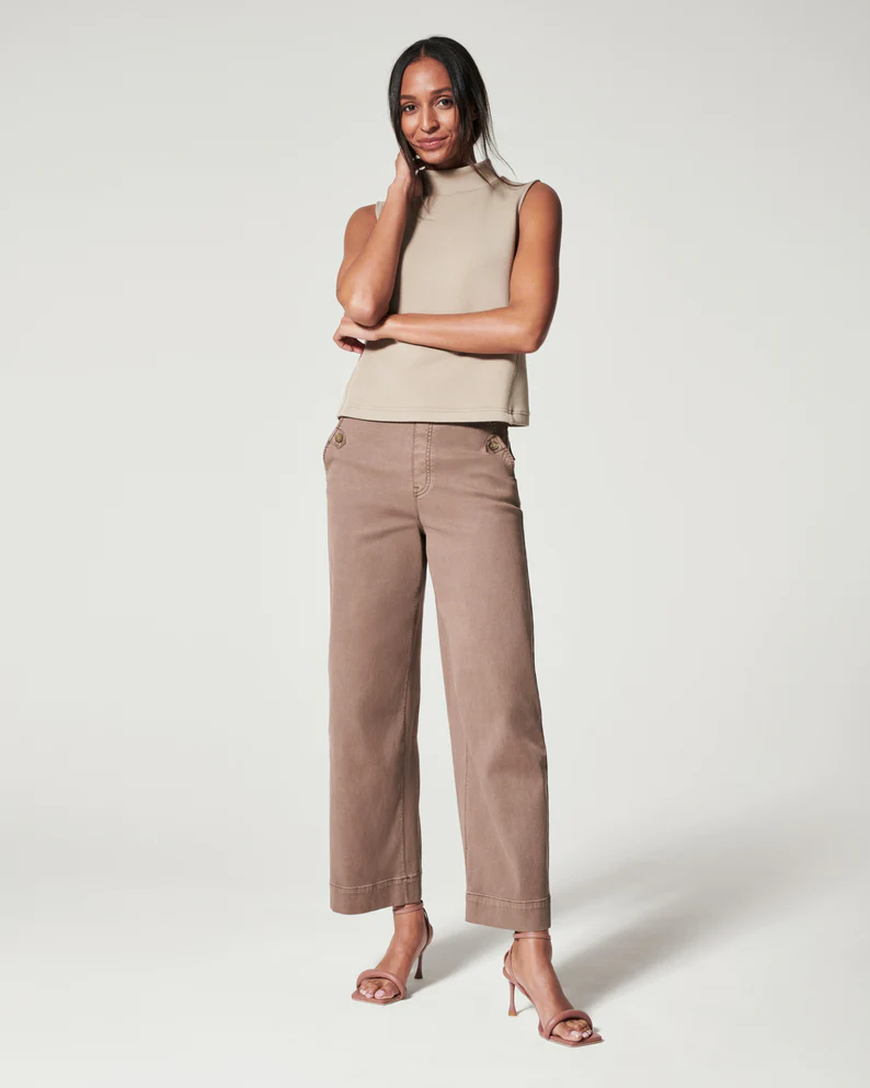 Stretch Twill Cropped Wide Leg Pant