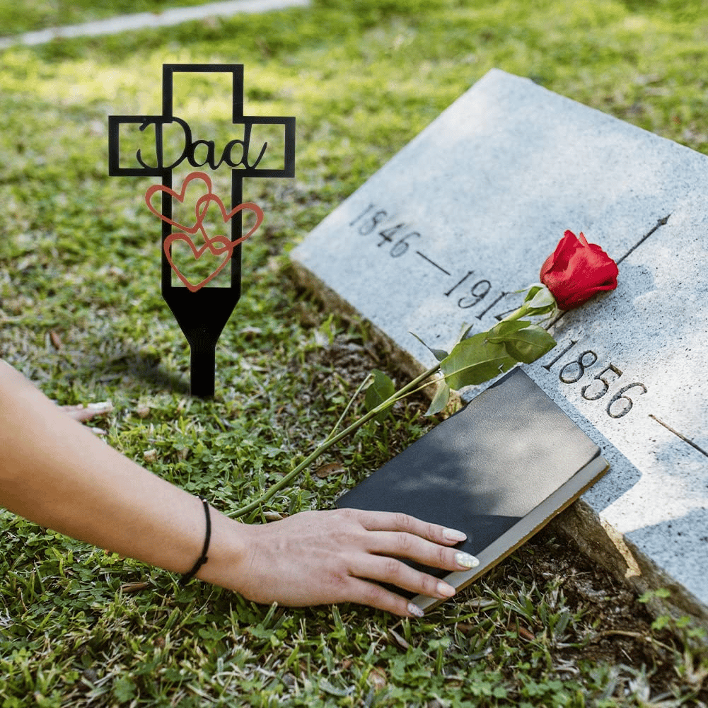 💐Metal Memorial Cross Garden Stake Graveyard Decoration 