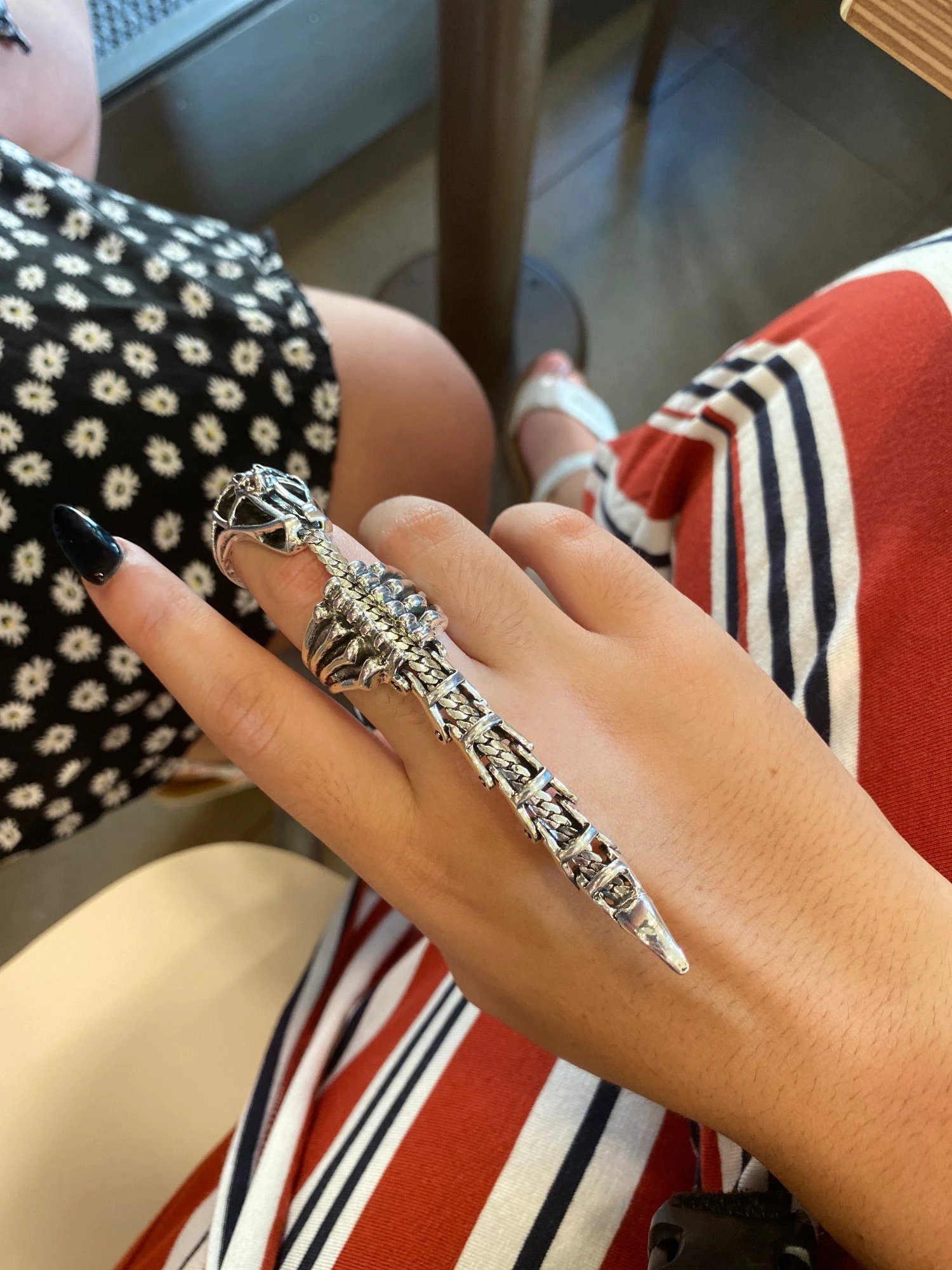 Alien Xenomorph Tail Ring - Biomechanical Ring Design