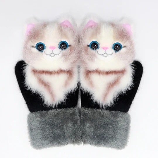 Hand-knitted animal Mittens