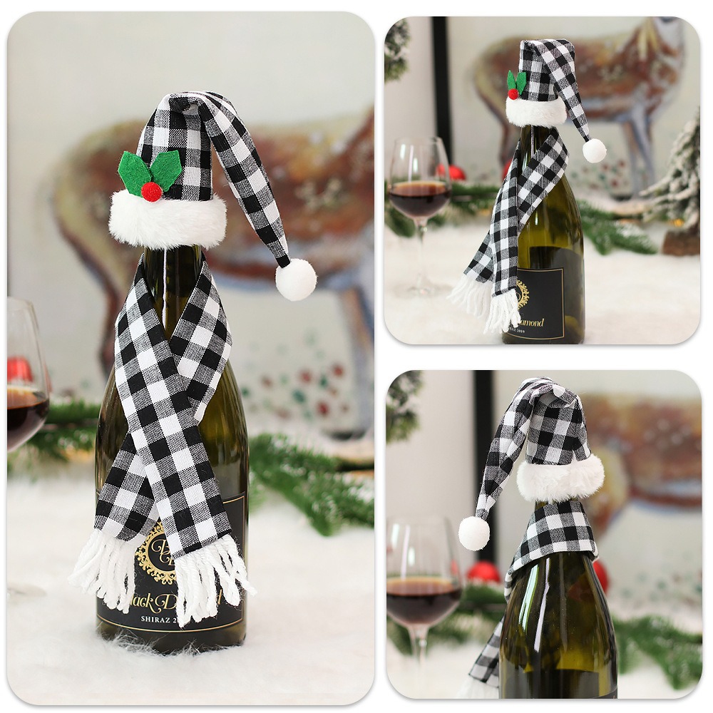 Red Wine Bottle Stopper Kitchen Christmas Decor Set