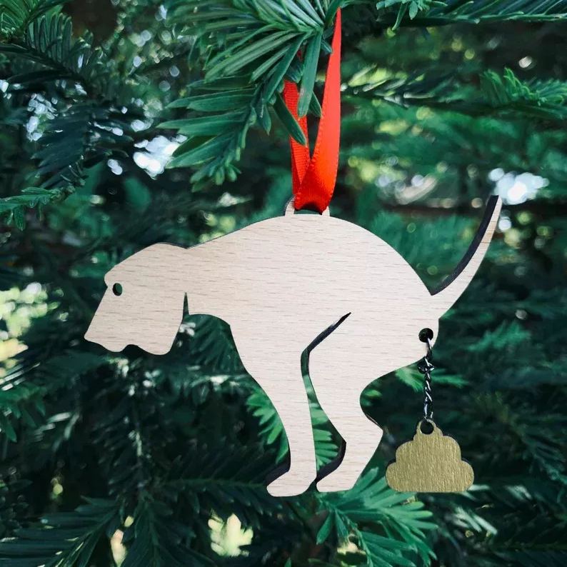 Pooping Pooches Merry Christmas Ornament