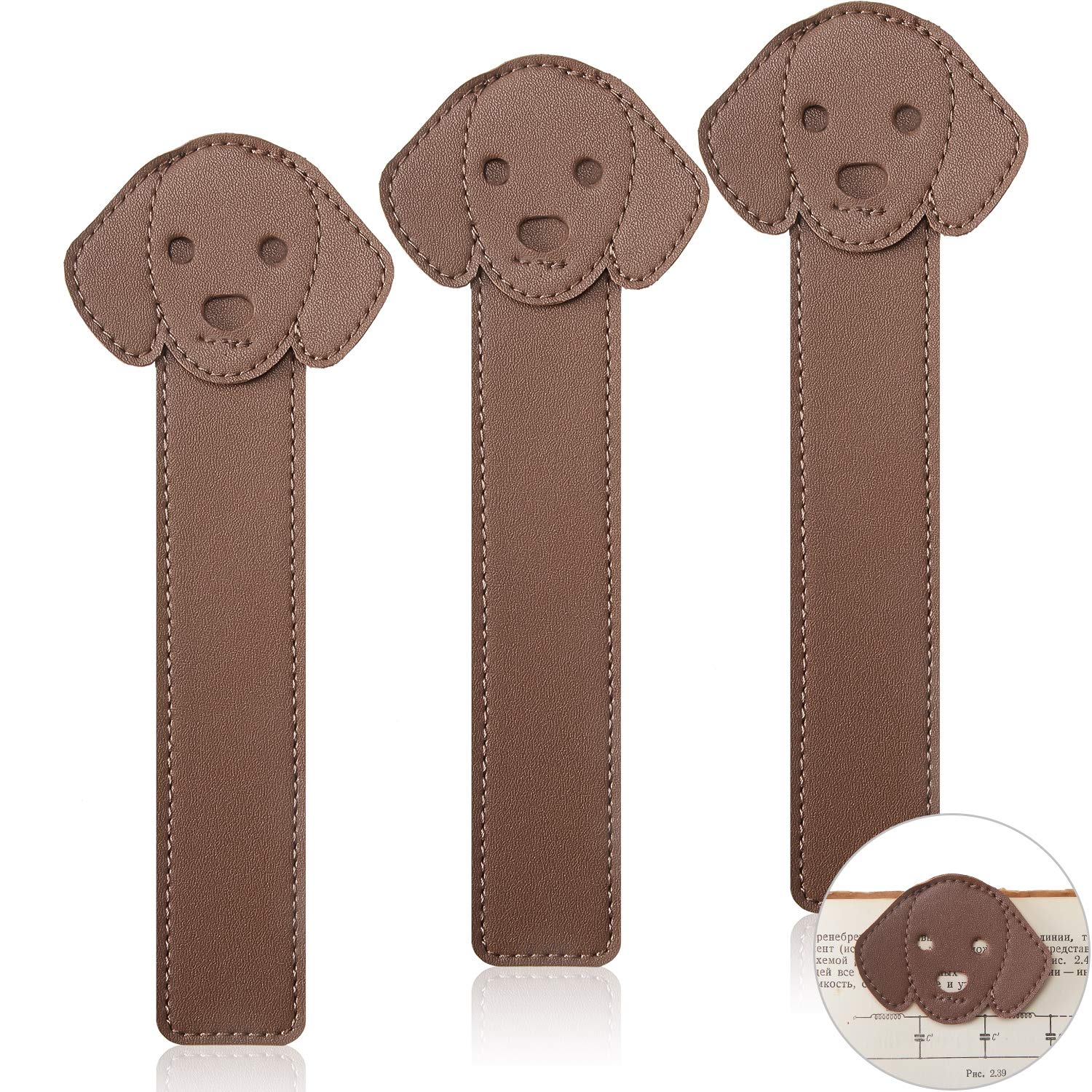 3 Pieces Faux Leather Dog Bookmarks