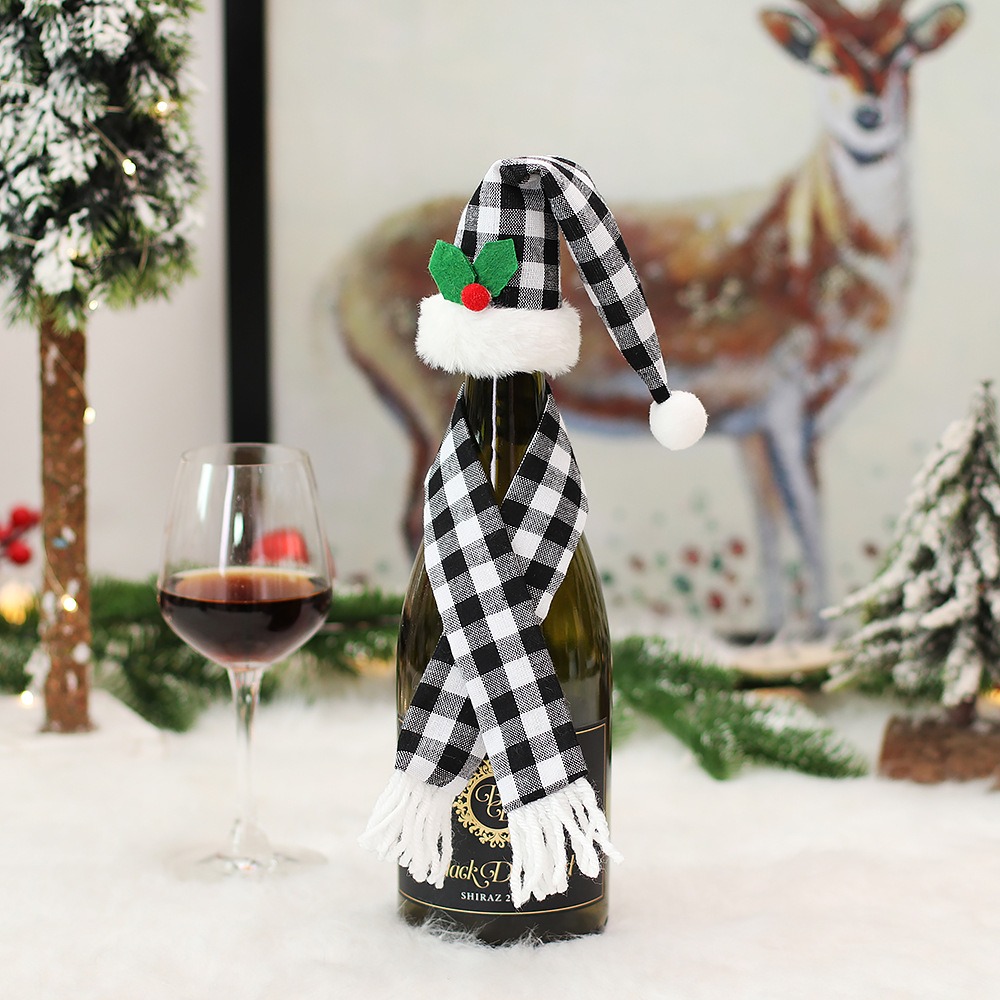 Red Wine Bottle Stopper Kitchen Christmas Decor Set