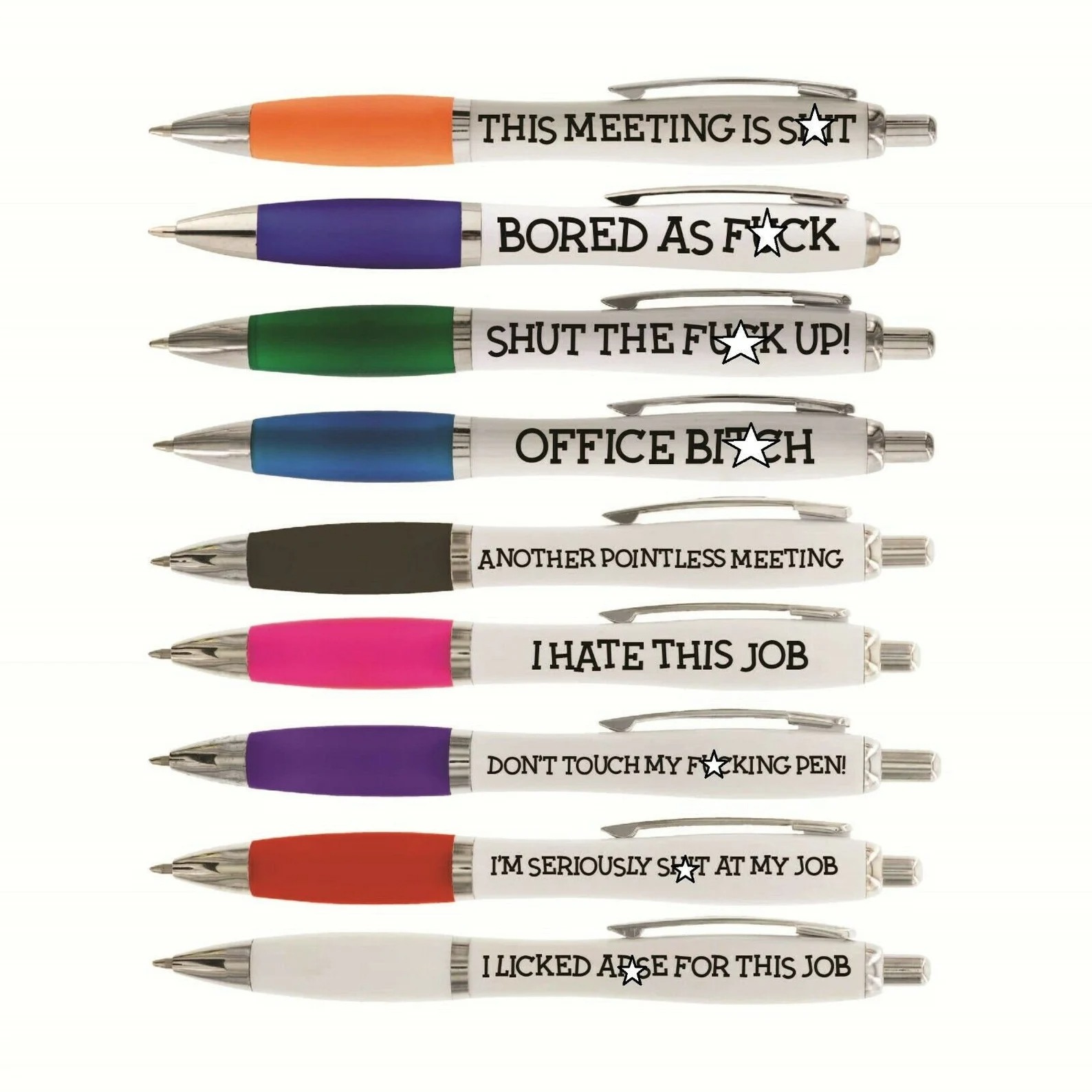 Funny Pens Office Cheeky Novelty Stationary （1 Set of 9 Pcs）