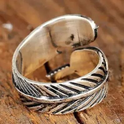 💐MOTHER'S DAY PRE-SALE💝BOHO FEATHER TURQUOISE ADJUSTABLE RING