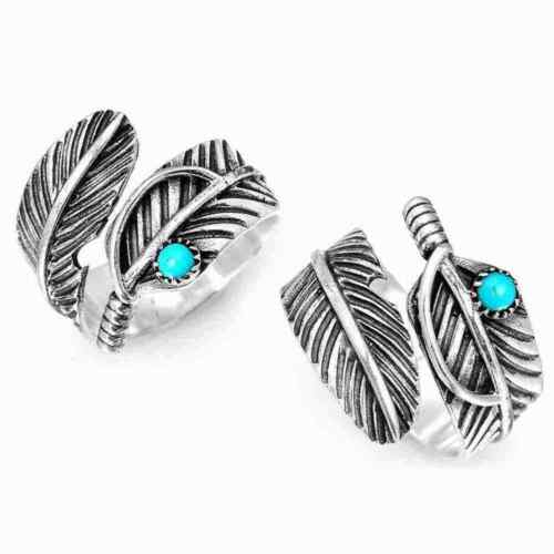 🔥HOT SALE 💕Boho Feather Turquoise Adjustable Ring
