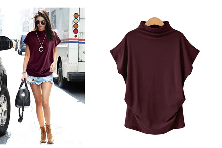 T-SHIRT FEMALE SPRING AND SUMMER HALF-HIGH COLLAR