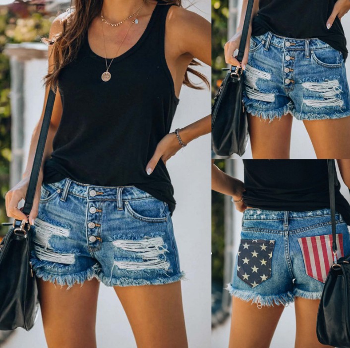 Low Waist Print Denim Bottom