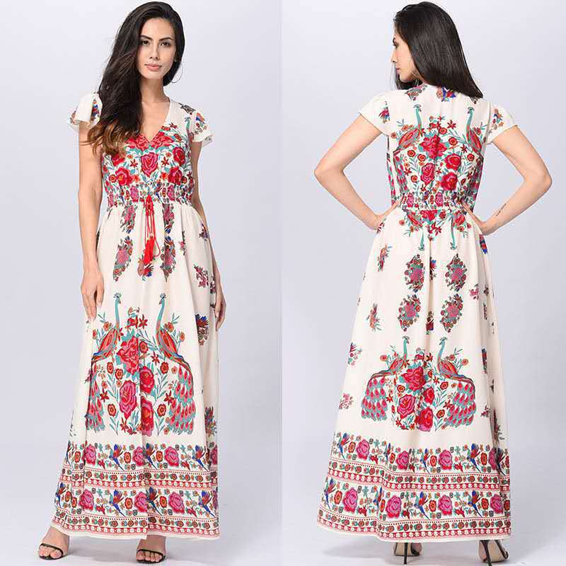 Bohemian Printed Maxi Dress For Women