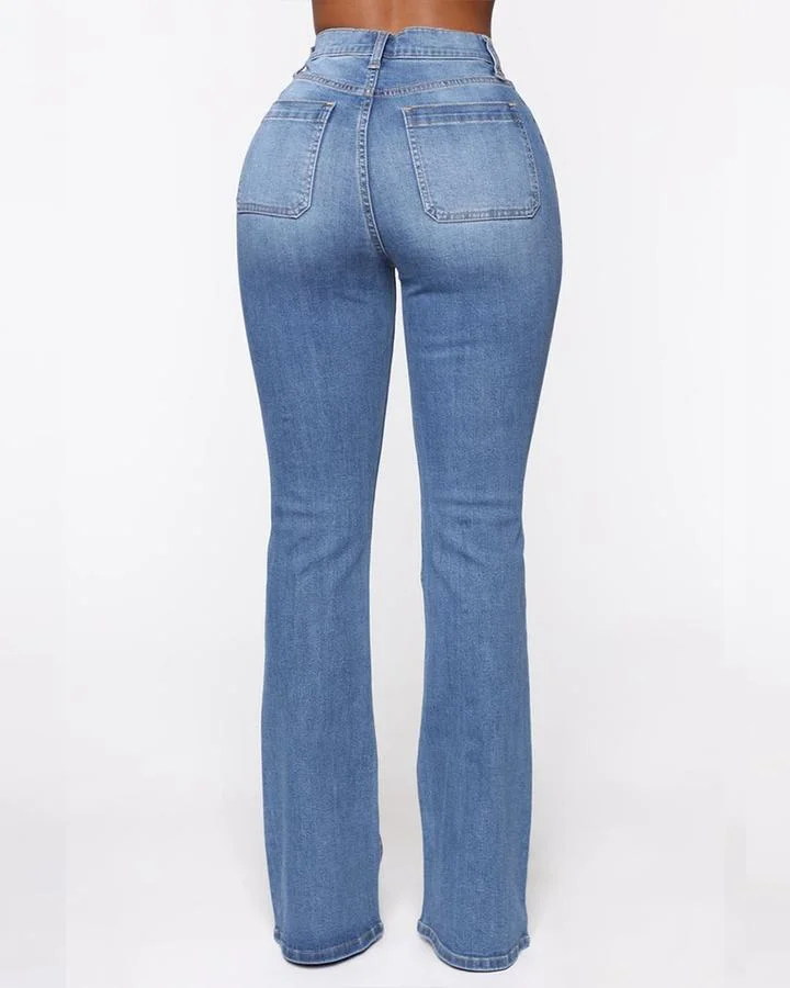 🔥🔥Button Fly Booty Shaping High Waist Flare Jeans(Buy 2 Free Shippin