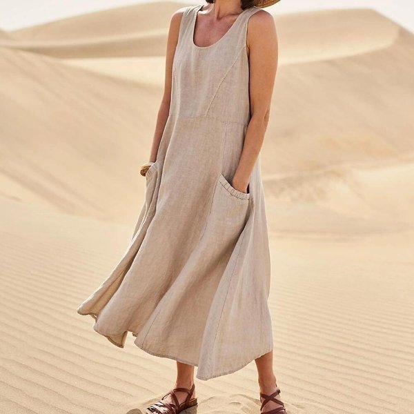 🔥50% Off Summer 🔥Women's Sleeveless Cotton And Linen Dress