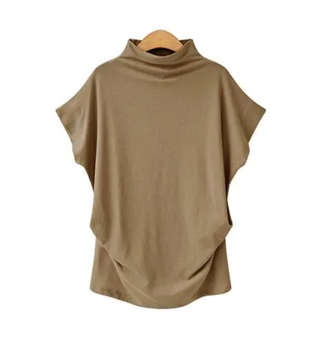 T-SHIRT FEMALE SPRING AND SUMMER HALF-HIGH COLLAR