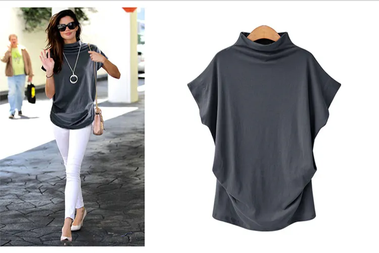 T-SHIRT FEMALE SPRING AND SUMMER HALF-HIGH COLLAR