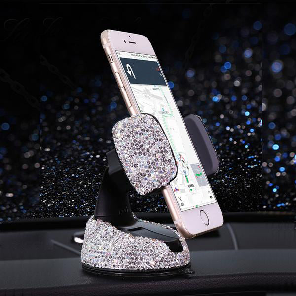 Car Phone Holder With Crystal Rhinestones