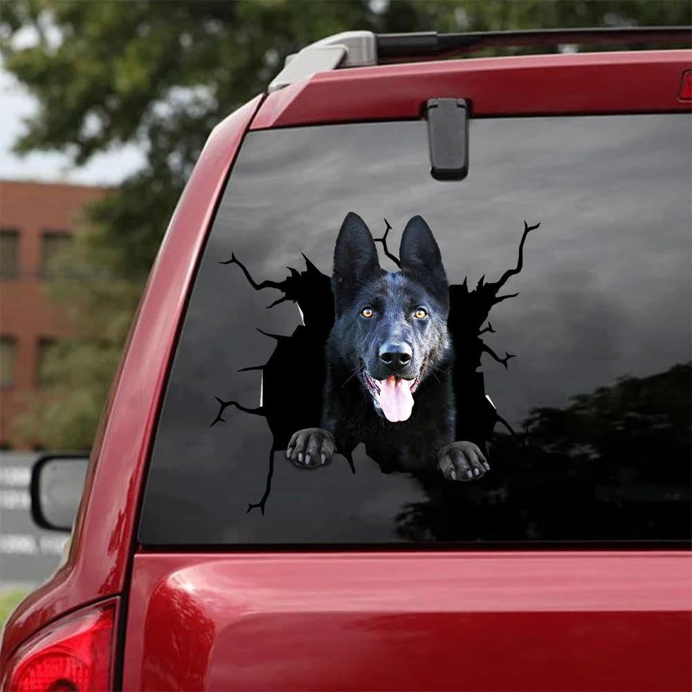 Black German Shepherd Crack Car Sticker