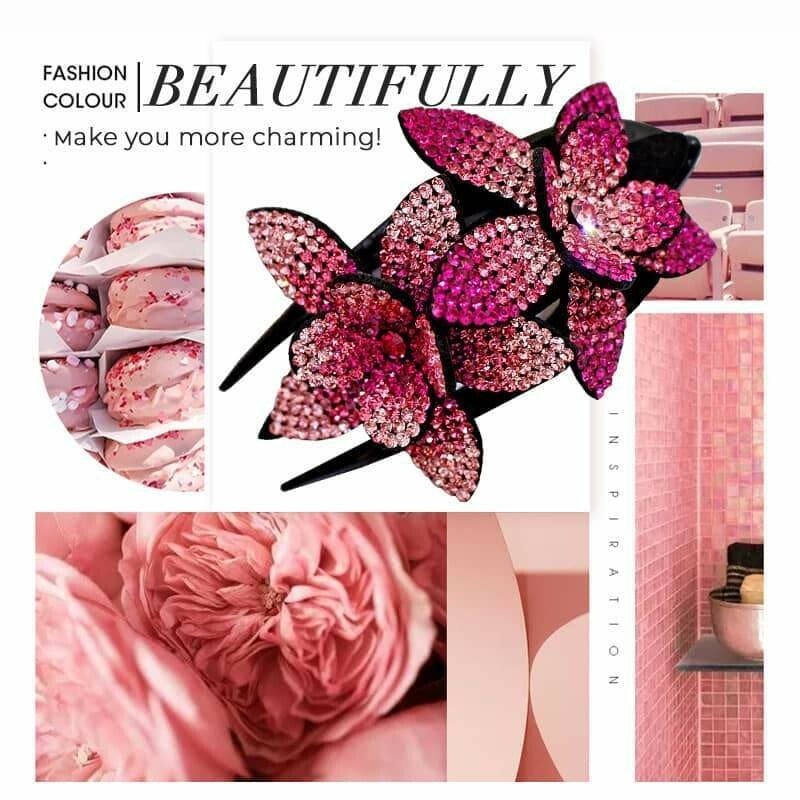🌊SUMMER HOT SALE 💐DIAMOND DOUBLE FLOWER HAIR CLIP