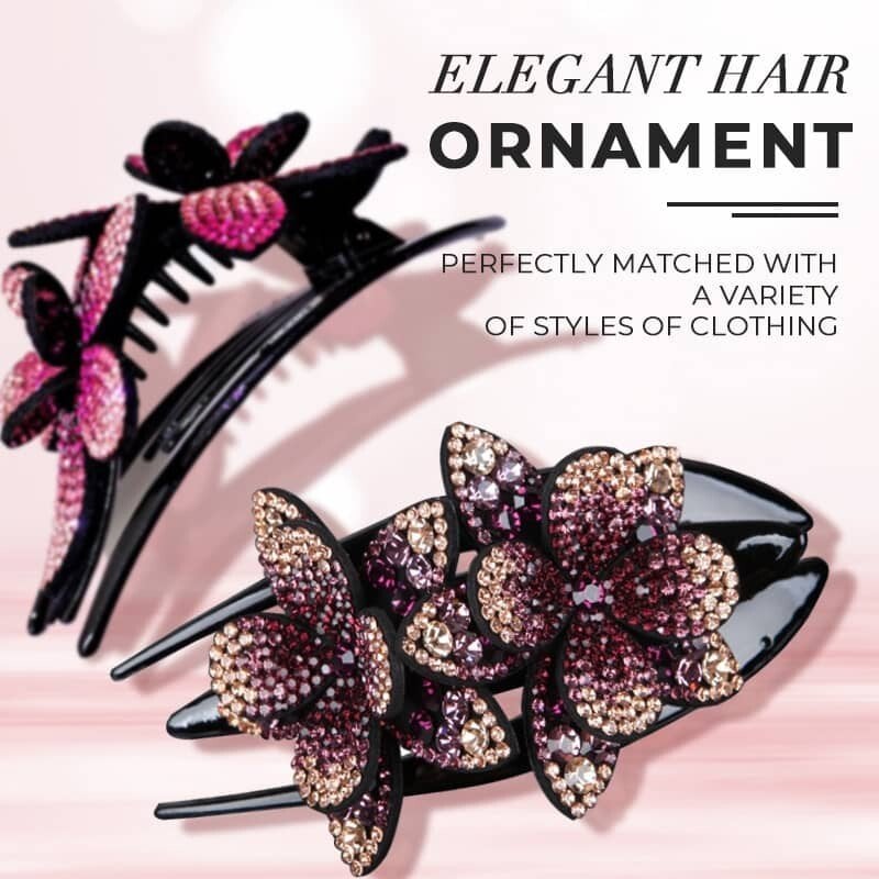 🌊SUMMER HOT SALE 💐DIAMOND DOUBLE FLOWER HAIR CLIP