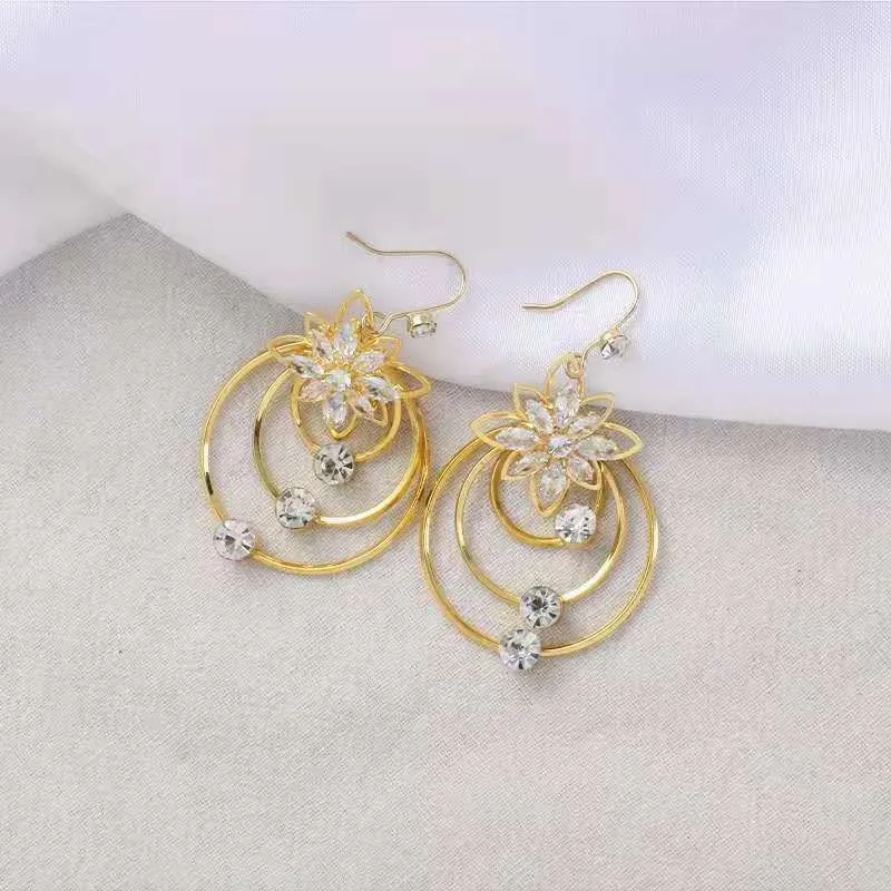 💐MOTHER'S DAY PRE-SALE💝ITALIAN STYLE CRYSTAL LOTUS HOOP EARRINGS