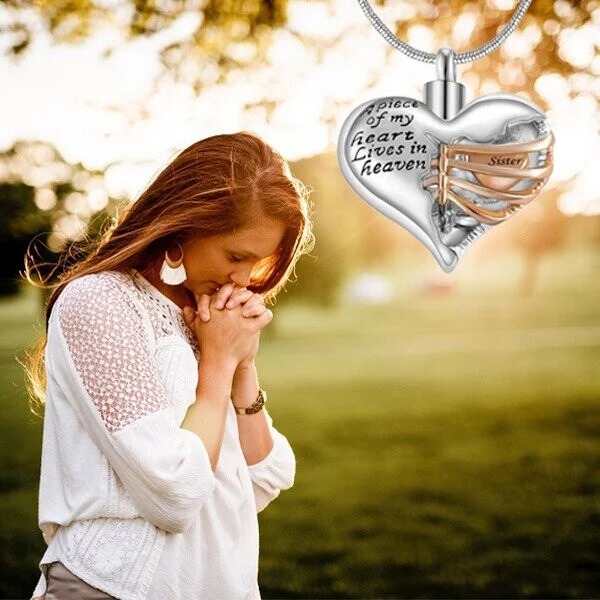 ❤️A Piece Of My Heart Lives In Heaven - Chain and Urn Pendant