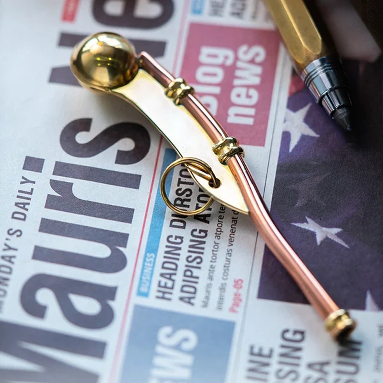 1920s English Brass and Copper Boatswain Whistle Antique Marine Tool