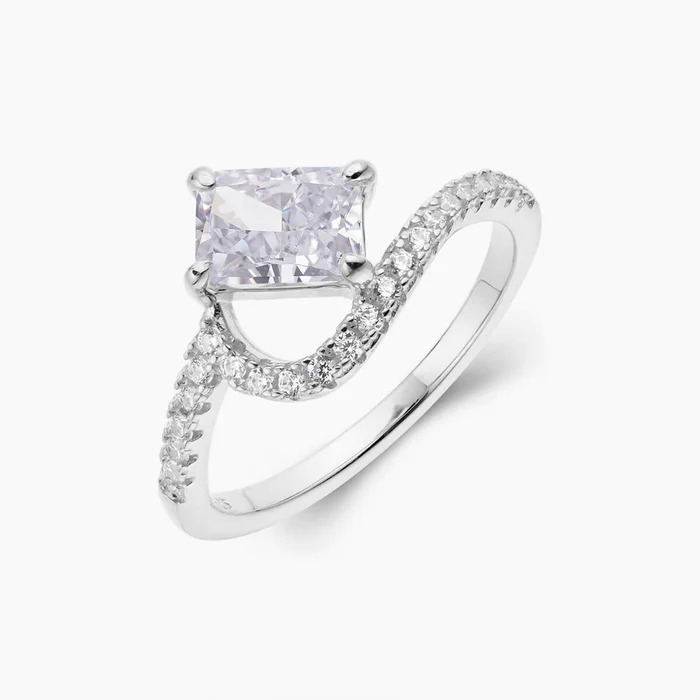 925 STERLING SILVER PAVÉ VAGUES RING