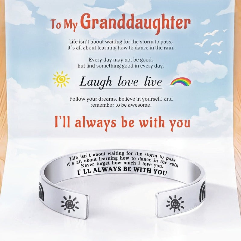 For Granddaughter - I'll Always Be There For You Wave Cuff Bracelet