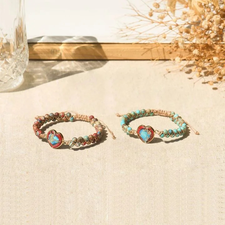 💝Jasper Heart Bracelet（To My Granddaughter Love You Forever ）