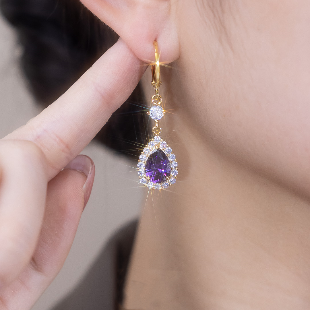 🌊SUMMER HOT SALE✨PURPLE ZIRCON DROP SHAPE EARRINGS