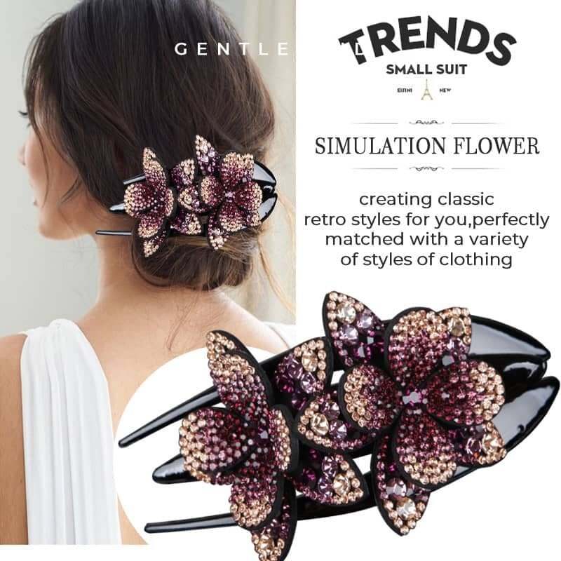 🌊SUMMER HOT SALE 💐DIAMOND DOUBLE FLOWER HAIR CLIP